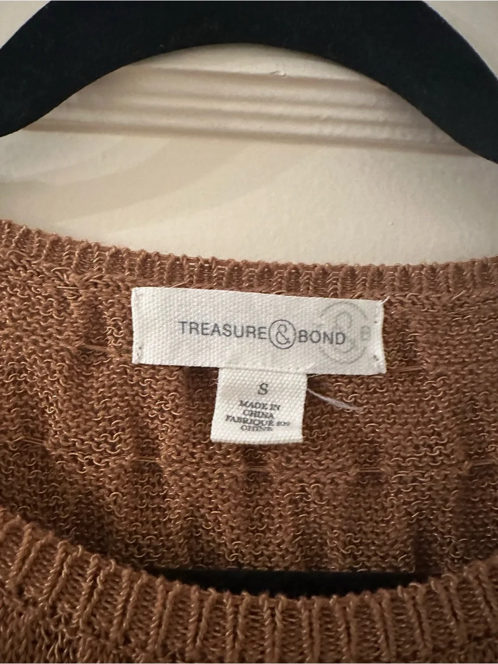 Treasure & Bond Short Sleeve Cable Knit Sweater - Camel Brown